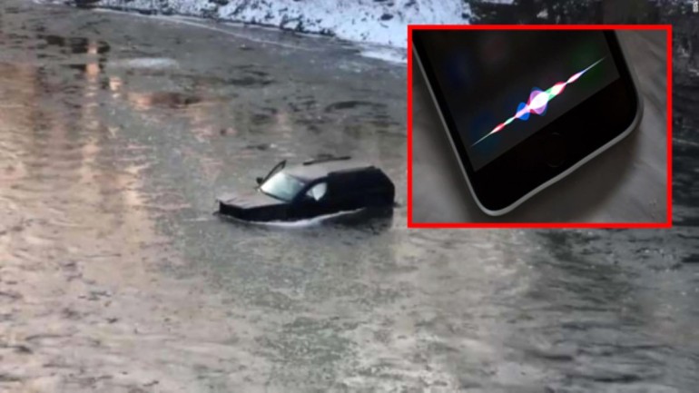 Buz tutmuş nehre düşen genci Apple’ın ‘Siri’ özelliği kurtardı